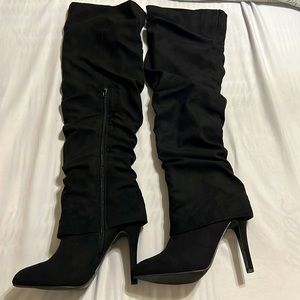 Nina Kymari black sued over knee boots-Mint condition worn once - 8.5